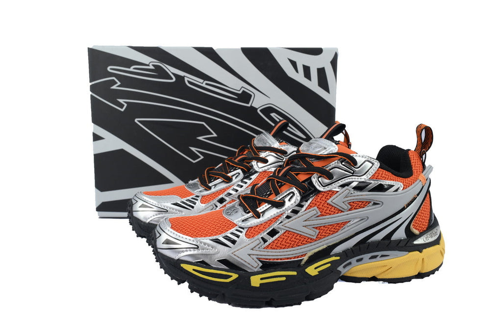 Off-White Be Right Back Women's Men's Shoes | Orange & Silver Mesh Retro Sneakers
