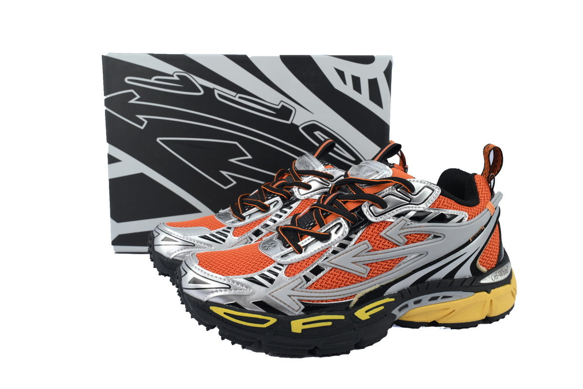 Off-White Be Right Back Women's Men's Shoes | Orange & Silver Mesh Retro Sneakers