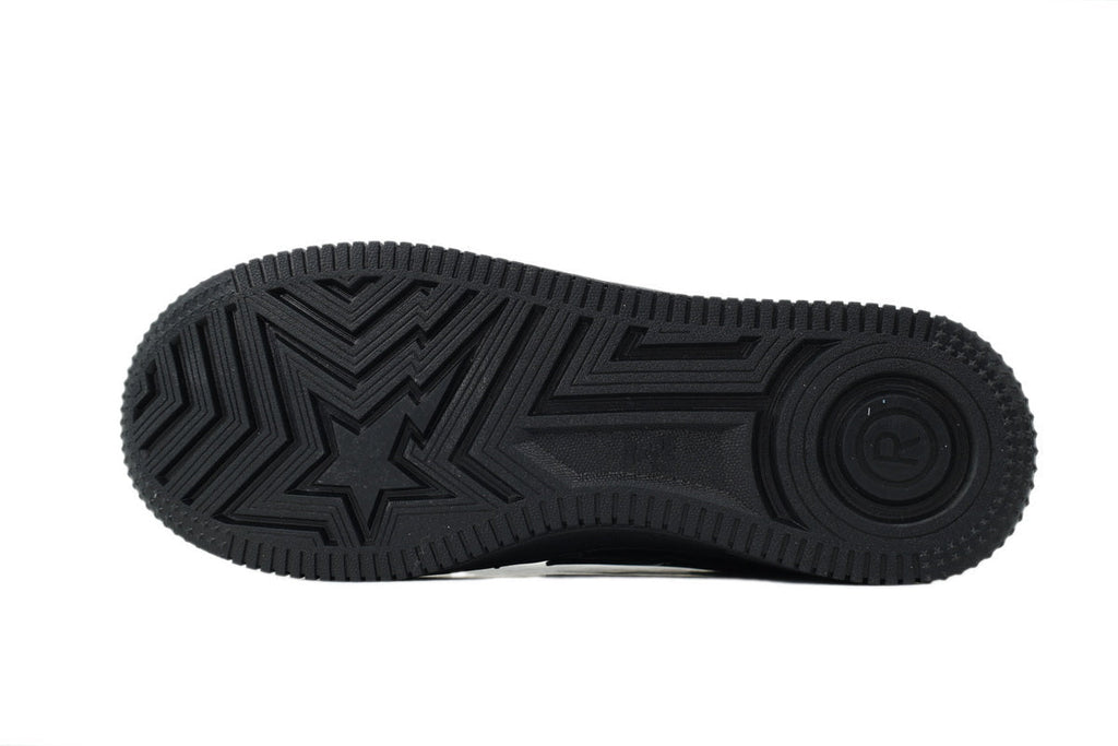 A BATHING APE BAPE STA Glossy All Black Tonal-Star Sneakers | Women's & Men's Skate-Inspired Shoes
