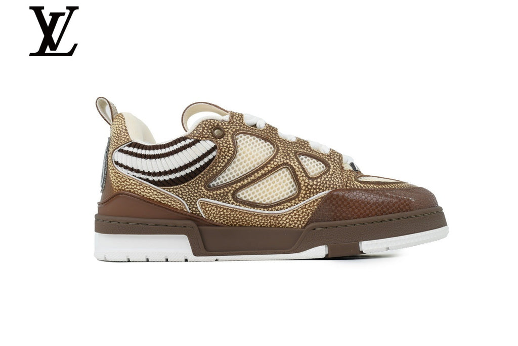Louis Vuitton shoes for man  women Skate Sneakers – Brown Snake Print