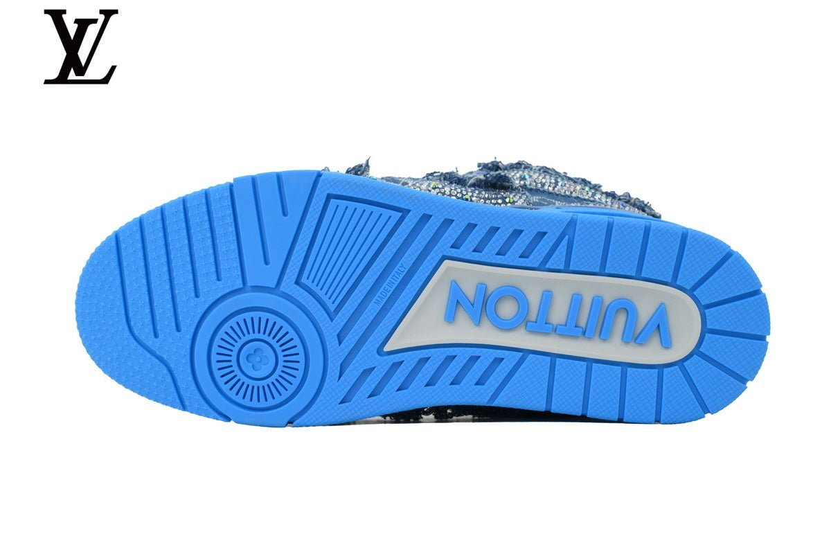 Louis Vuitton  shoes for man  women Skate Sneaker – Blue Denim & Rhinestone