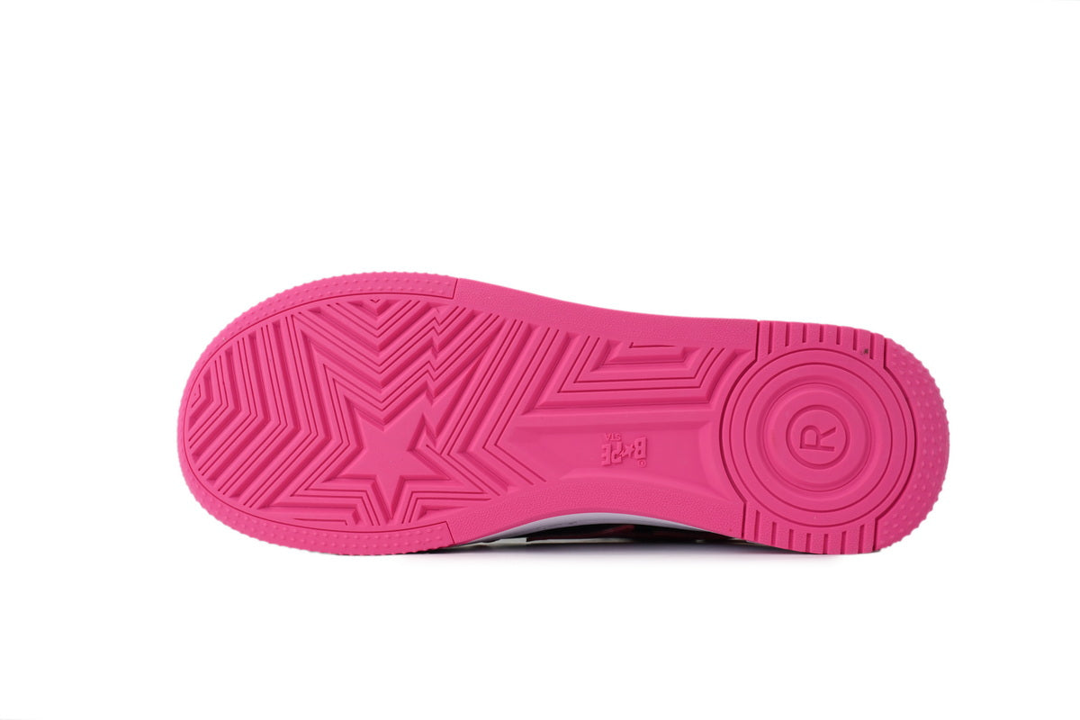 A BATHING APE BAPE STA Glossy Hot Pink & Black Sneakers | Women's & Men's Skate-Inspired Shoes