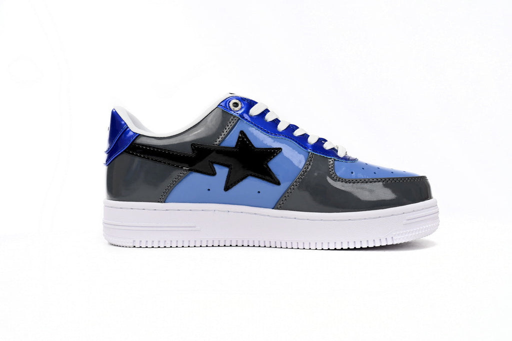 A BATHING APE BAPE STA Glossy Blue & Grey Sneakers | Women's & Men's Skate-Inspired Shoes