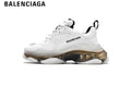 Balenciaga Triple S men's shoes  women sneakers — White & Gold, Clear Sole