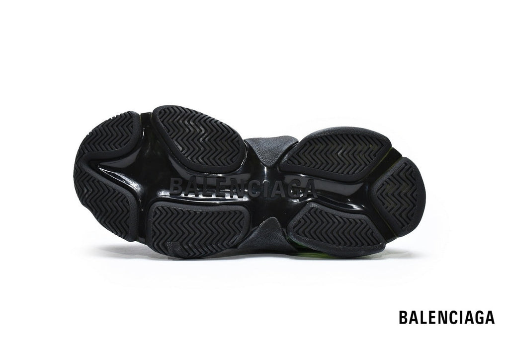 Balenciaga Triple S men's shoes  women sneakers – Black, Green & Clear Sole