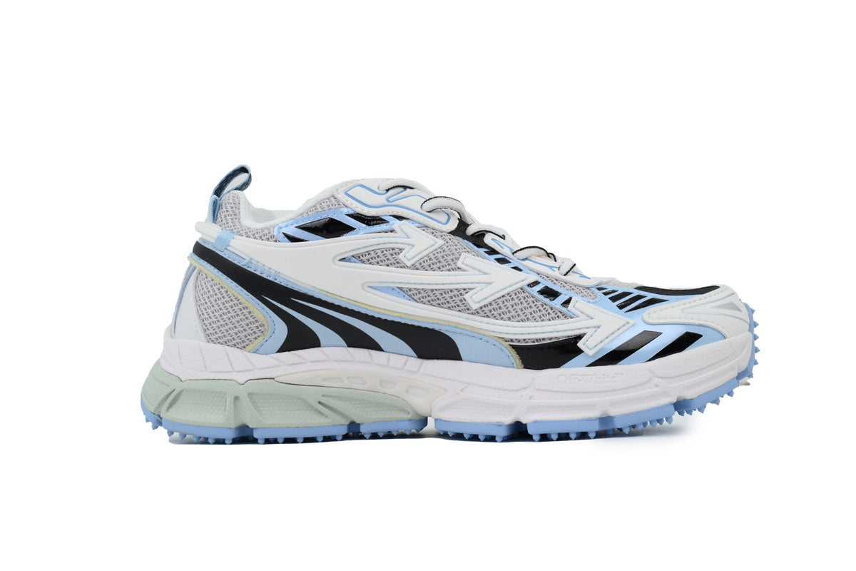 Off-White Be Right Back Women's Men's Shoes | White & Light Blue Mesh Retro Sneakers