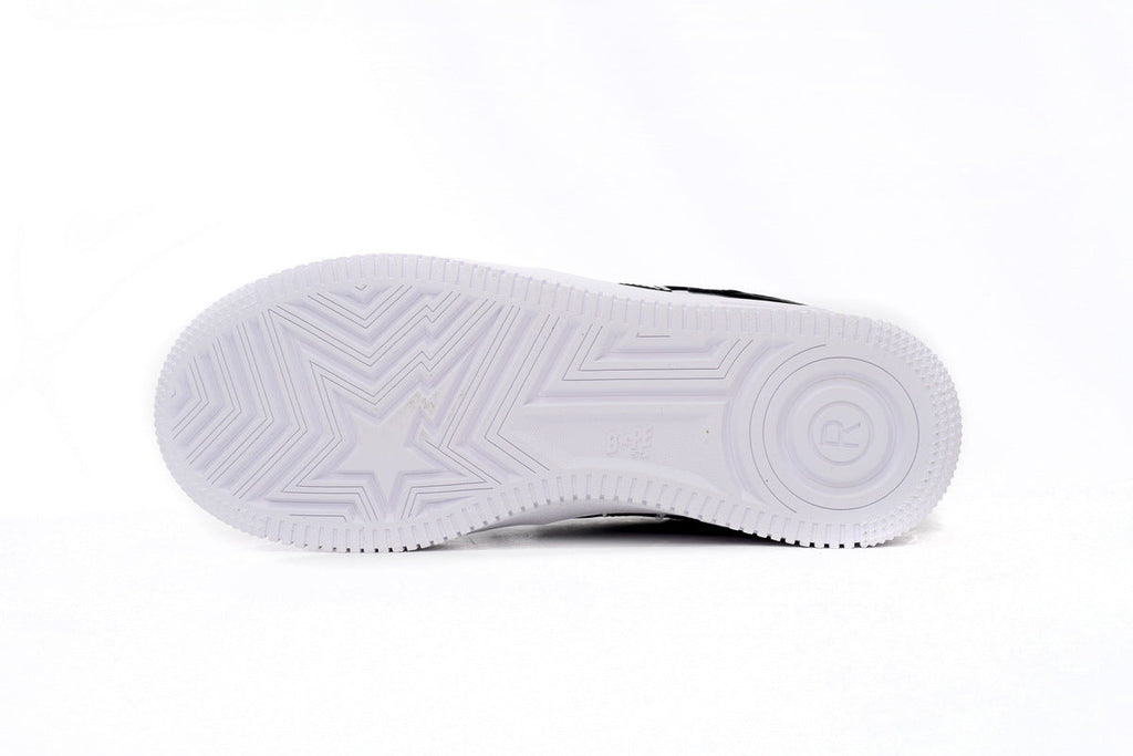 A BATHING APE BAPE STA Glossy Black & Grey Sneakers | Women's & Men's Skate-Inspired Shoes