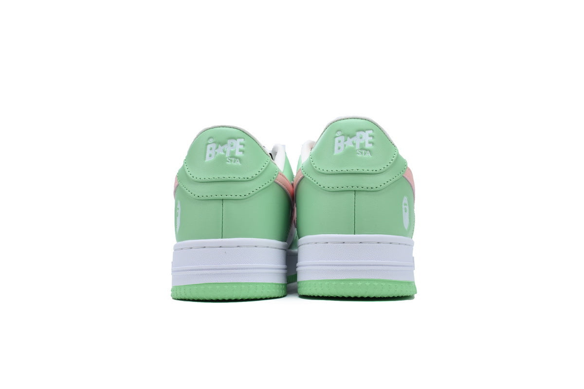 A BATHING APE BAPE STA Mint Green, White & Pink Sneakers | Women's & Men's Skate-Inspired Shoes