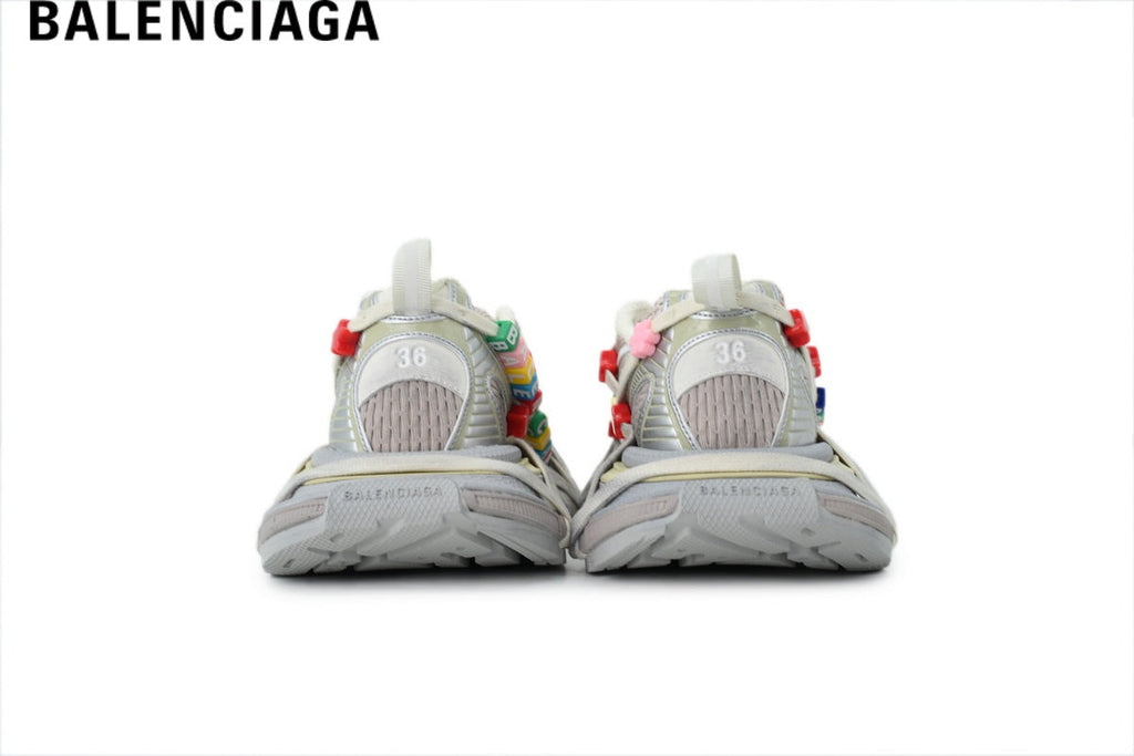 Balenciaga Track men's shoes  women sneakers- Beige with Multi Charms