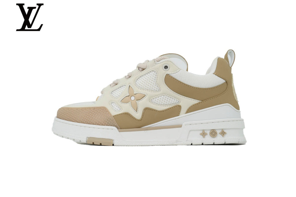 Louis Vuitton Trainer shoes for man  women Sneaker – Beige & White Mesh & Leather