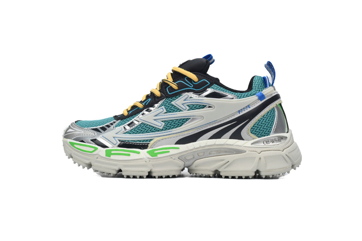Off-White Be Right Back Women's Men's Shoes | Teal & Silver Mesh Retro Sneakers