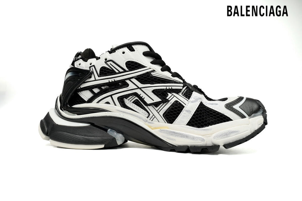 Balenciaga Runner Mid men's shoes  women sneakers Black White Vintage