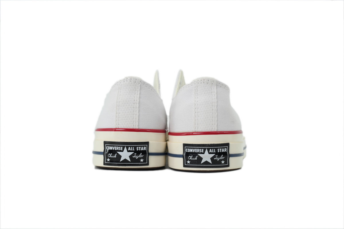 Converse Chuck 70 Women's Men's Shoes | White Low-Top Canvas Sneakers with Red & Blue Stripes
