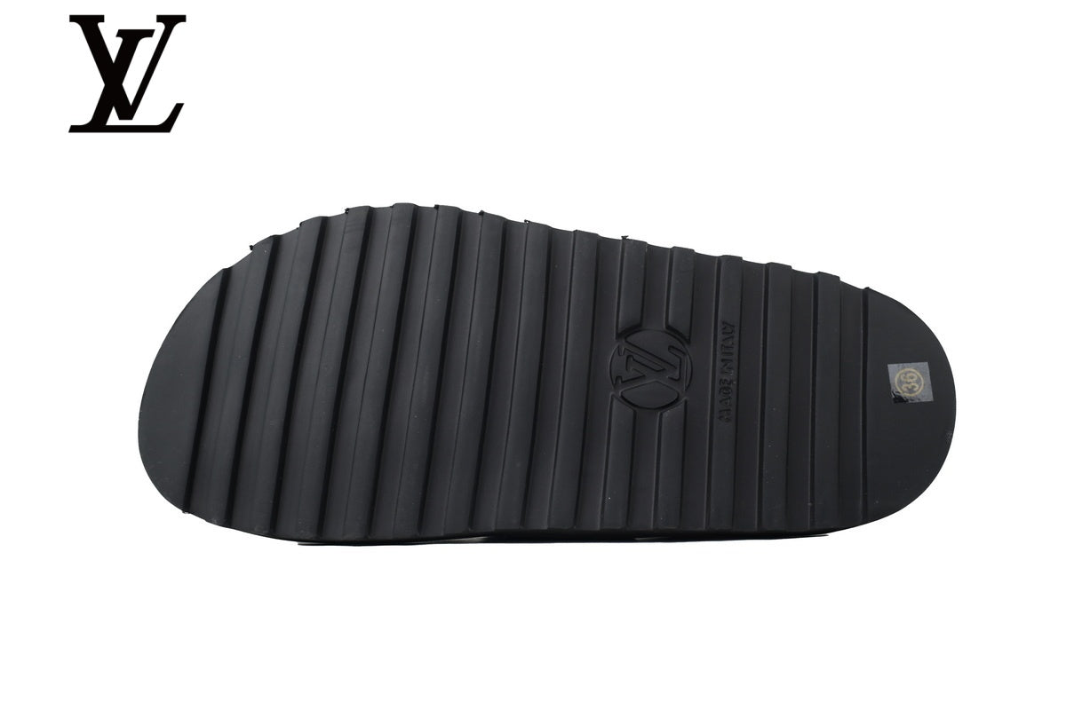 louis vuitton shoes for man  women Blue Monogram-Pattern Denim Mules | Sizes 35–46