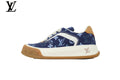 Louis Vuitton Low Top Sneaker in Blue Monogram Canvas with White Leather Trim and Gum Sole