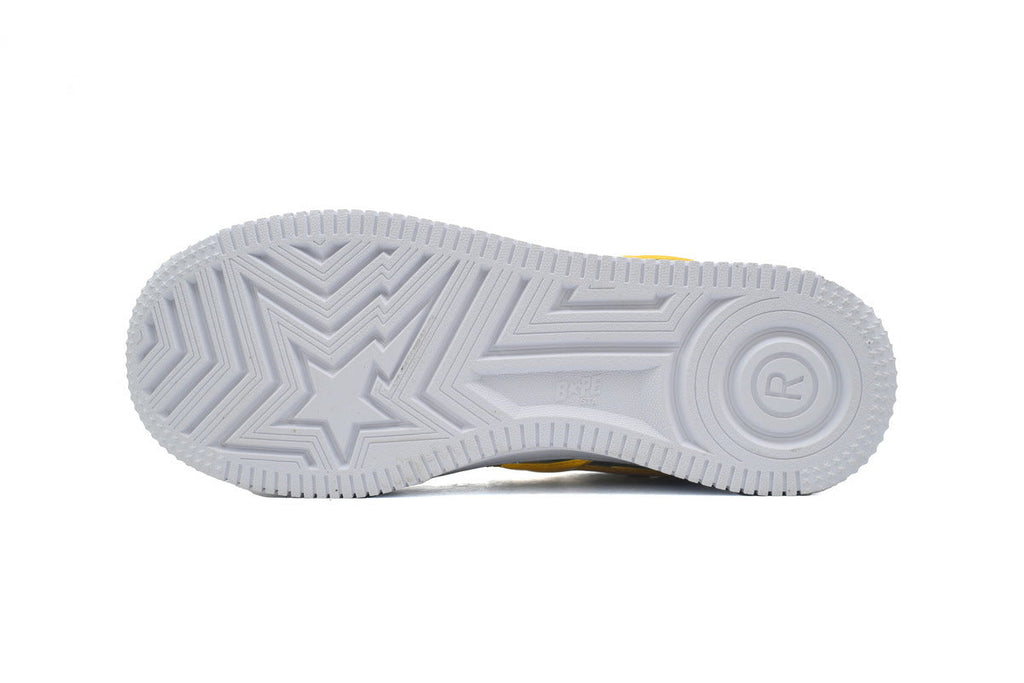 A BATHING APE BAPE STA Glossy Green, Yellow & Blue Shark Sneakers | Women's & Men's Skate-Inspired Shoes